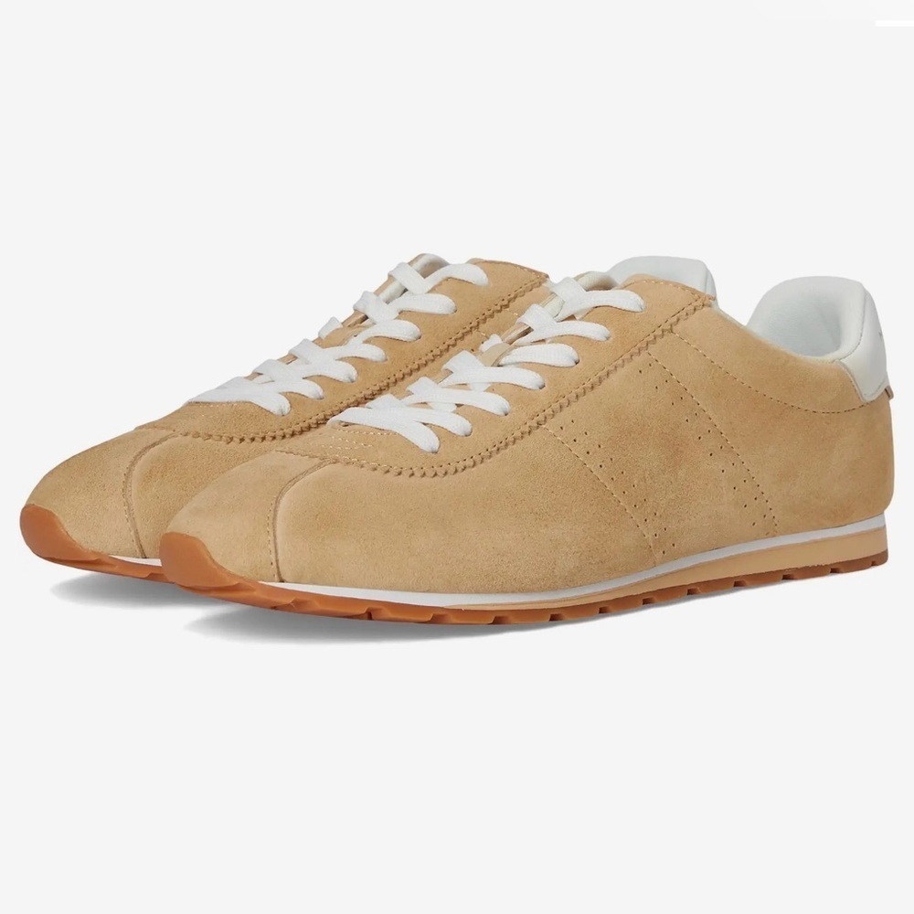 Marc Fisher Ltd Teddy Suede Low-Top Sneakers In A Light Natural Color